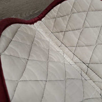 Quilt Fitted Dressage Saddle Pad, 1x piping *gc, stained, mnr hair, sm hole in binding
