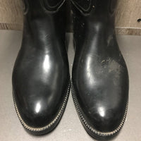 Pr Leather Lined Tall Rubber Boots *vgc, mnr dirt, scuffs, scratches & rubs
