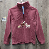 JUNIORS Fleece Pull Over Sweater, 1/4 Zip Up *gc, mnr hair, clumpy & thin cuffs
