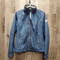 Soft Shell Fleece Lined Jacket, zipper, zip in hood *gc, clean, long scratch/stain, v.pilly waist, mnr snag