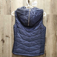 Quilt Vest, zipper, hood *vgc, clean, puckers, loose lining
