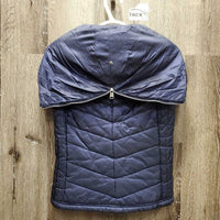 Quilt Vest, zipper, hood *vgc, clean, puckers, loose lining
