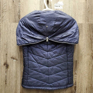 Quilt Vest, zipper, hood *vgc, clean, puckers, loose lining