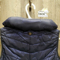 Quilt Vest, zipper, hood *vgc, clean, puckers, loose lining
