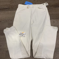 Side Zip Breeches *gc, threads, mnr stains, seam puckers, dingy, older, pulled seat seam