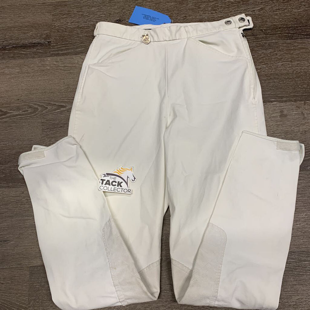Side Zip Breeches *gc, threads, mnr stains, seam puckers, dingy, older, pulled seat seam