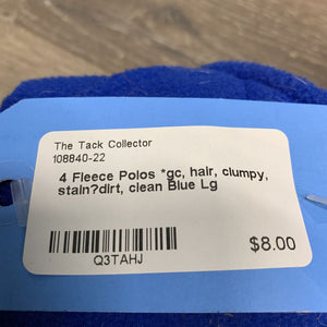 4 Fleece Polos *gc, hair, clumpy, stain?dirt, clean