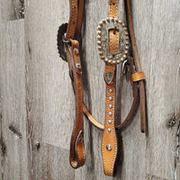 Headstall & Matching Breastcollar, Conchos, Rivets, all screws, snaps *xc, clean, mnr creases & dirt?stains
