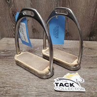 Pr Stirrup Irons, sand paper grips, bling sides *fair, missing bling, dirty, scratches, film
