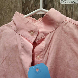 LS Show Shirt, 1 velcro collar *gc, wrinkles, older, seam puckers, mnr stains