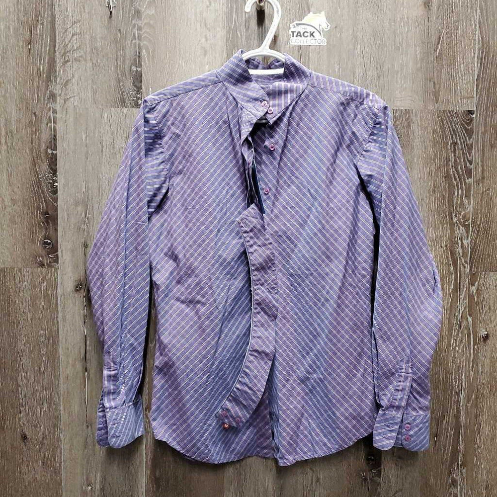 LS Show Shirt, button collar *gc, discolored, faded, seam puckers, crinkles, older