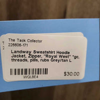 Sweatshirt Hoodie Jacket, Zipper, "Royal West" *gc, threads, pills, rubs