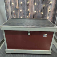 Plywood Tack Trunk - Box, saddle rack, 2 bridle hooks, 2 boxes *older, peeled wood, clean, scrapes, mnr stains & dirt
