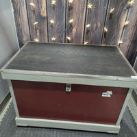 Plywood Tack Trunk - Box, saddle rack, 2 bridle hooks, 2 boxes *older, peeled wood, clean, scrapes, mnr stains & dirt
