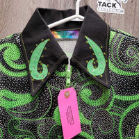 Lycra Showmanship Shirt - Jacket, Zipper, Bling, Wide Cuffs & Collar *vgc, v. mnr cuff stains?dirt, hair, undone stitching/threads
