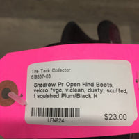 Pr Open Hind Boots, velcro *fair, dirty, faded, scraped, scratches, 1 squished

