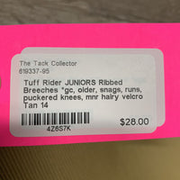 JUNIORS Ribbed Breeches *gc, older, snags, runs, puckered knees, mnr hairy velcro
