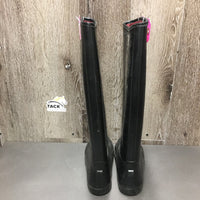 Pr Tall Lined Rubber Boots *gc, mnr dirt, scuffs, scratches, rubs, faded
