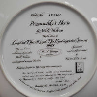 Collector's Plate: "Prezwalski's Horse by Will Nelson, 1991" Decorative Plate *xc, mnr rubs