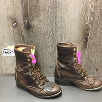 JUNIORS Pr Soft Lace Up Roper Western Boots *gc, scuffs, mnr dust, run down heels, creases & rubs
