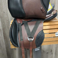 17" XW *8.5" Duett Companion Foxhunter All Purpose, 2x Pencil Velcro Blocks & Back Velcro Covers, No Back Blocks, Black Duett Cover, Wool Flocking, Short Pony Panels, Rear Gussets, Back & Crupper D Rings, Flaps: 15.5"l x 14.25"w Serial #: 17 36 1 511
