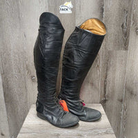 Pr Field Boots, zips, textured toes *gc, clean, sunken/fallen ankles & heels, v.creased, scuffs, faded, repairs, older
