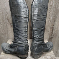 Pr Field Boots, zips, textured toes *gc, clean, sunken/fallen ankles & heels, v.creased, scuffs, faded, repairs, older
