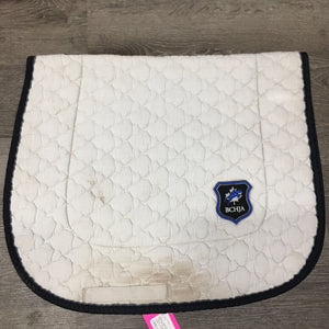 Quilt Dressage Saddle Pad "BCHA" *gc/fair, clean, older, v.dingy, stained, hairy, puckered, edge rubs