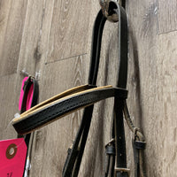 Padded Bridle, Braided Reins *fair, older, v.dirty, discolored, scraped edges, faded
