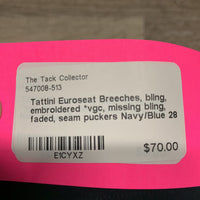 Euroseat Breeches, bling, embroidered *vgc, missing bling, faded, seam puckers
