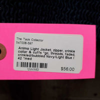 Light Jacket, zipper, crinkle collar & cuffs *gc, threads, faded, crinkled/bubbled
