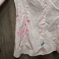 LS Show Shirt, attached snap collar *vgc, older, crinkled, seam puckers
