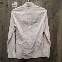 LS Show Shirt, attached snap collar *vgc, older, crinkled, seam puckers
