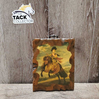 Kid on Pony Wood Back Painting *gc, older, mnr dings
