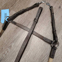 Narrow Thin Elastic & Leather Breastplate, snaps *older, gc, stains, xholes, stiff, mnr dirt?
