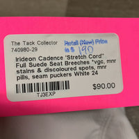 'Stretch Cord" Full Suede Seat Breeches *vgc, mnr stains & discoloured spots, mnr pills, seam puckers
