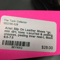 Slip On Leather Shoes *gc, mnr dirt, toes: v.scuffed & peeling, creases, peeling inner heel-L

