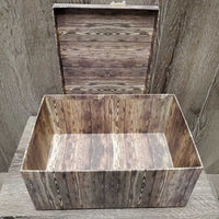 "Wood" Decorative Rigid Cardboard Storage Box, Lid *xc, discolored?faded edges
