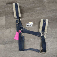 Nylon Halter, adj, snap, fleece lined *dirt, stains, faded, rubs, snags, frayed holes, smells
