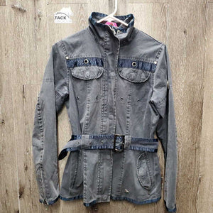 Light Jacket, Zipper, Snaps, belt *gc, faded, edge rubs, thin cuffs