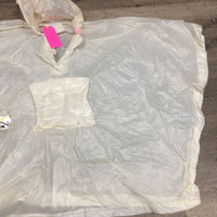 Hvy Vinyl Rain Poncho, Hood, snap sides *gc, older, discoloured, clean, stains, mnr rip @ top
