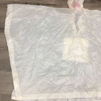 Hvy Vinyl Rain Poncho, Hood, snap sides *gc, older, discoloured, clean, stains, mnr rip @ top
