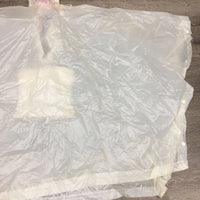 Hvy Vinyl Rain Poncho, Hood, snap sides *gc, older, discoloured, clean, stains, mnr rip @ top
