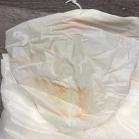 Hvy Vinyl Rain Poncho, Hood, snap sides *gc, older, discoloured, clean, stains, mnr rip @ top
