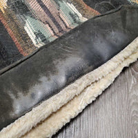 Woven Top Fleece Western Saddle *gc, dirty, stained, hairy, clumpy pilly fleece, compressed edges
