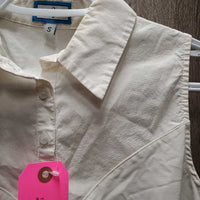 SS Shirt, 1/4 Blouse - Button Up *gc, stains, seam puckeres
