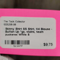 SS Shirt, 1/4 Blouse - Button Up *gc, stains, seam puckeres

