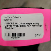 JUNIORS Pr Cloth Pimple Riding Gloves *vgc, clean, hair, mnr snags
