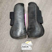 Pr Open Front Boots, velcro *gc, dirty, sandy, faded, scrapes
