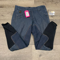 Side Zip Denim Full Seat Breeches, add-ons *gc, seam puckers, older, sm puckers, pilly extensions
